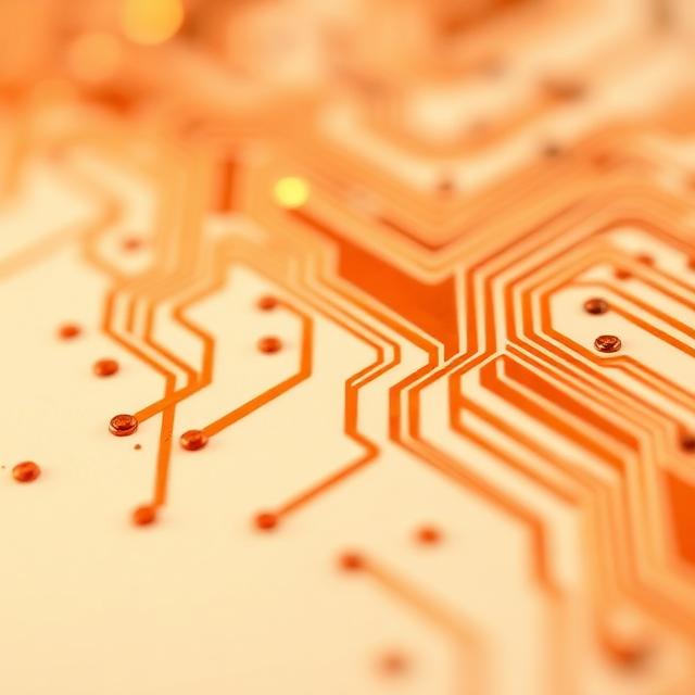 Glowing copper circuit traces